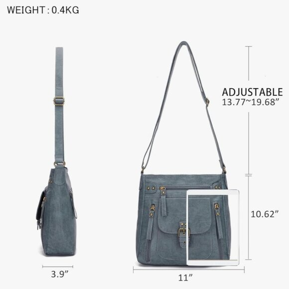 Crossbody Multi Pocket Shoulder, Medium PU Leather Cross Body Bag - Picture 4 of 7